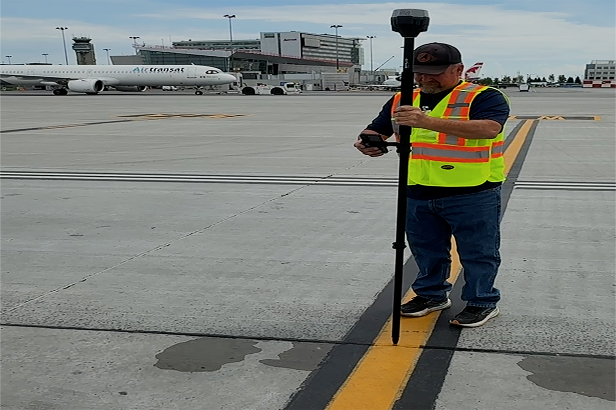 Survey pavement features using GPS