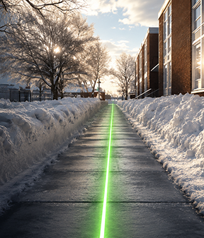 Cleared sidewalk showing GPS centerline guidance