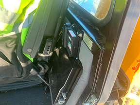 StripeTraq equipment installation inside Trackless vehicle