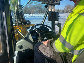 Trackless operator using installed StripeTraq guidance system